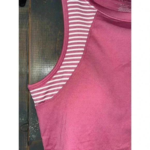 Sincerely Jules Pink Golf &‎ Tennis Tank Top Striped Accent Sporty Chic D7 - Picture 6 of 6